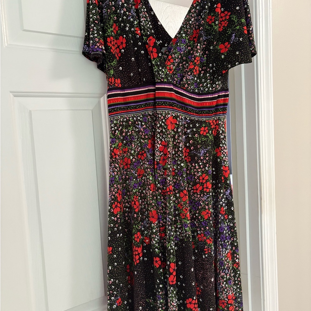 Girls from Saviy via Anthropologie Floral Flutter Sleeve Midi A-line Dress